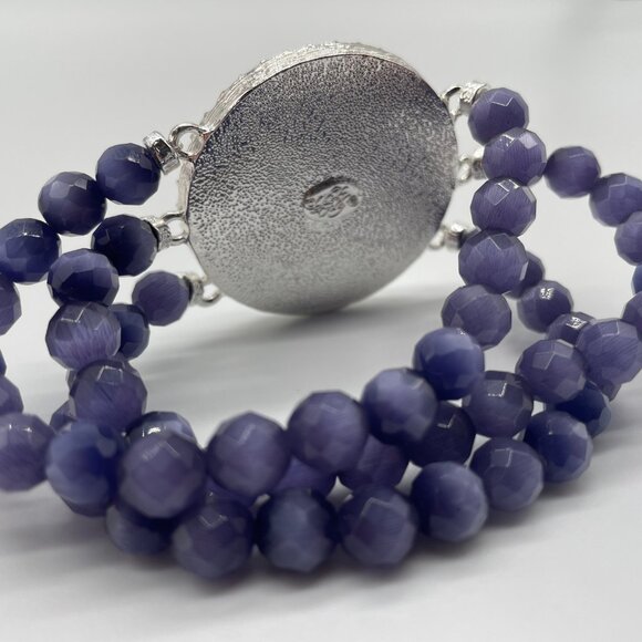 Kirks Folly Seaview Moon Bracelet Purple Rhinestone Crystal Bead Stretch RARE - Picture 4 of 6